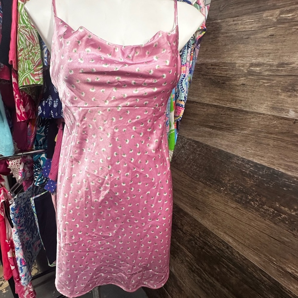 Zara Pink Slip Dress Floral Spaghetti Strap Mini